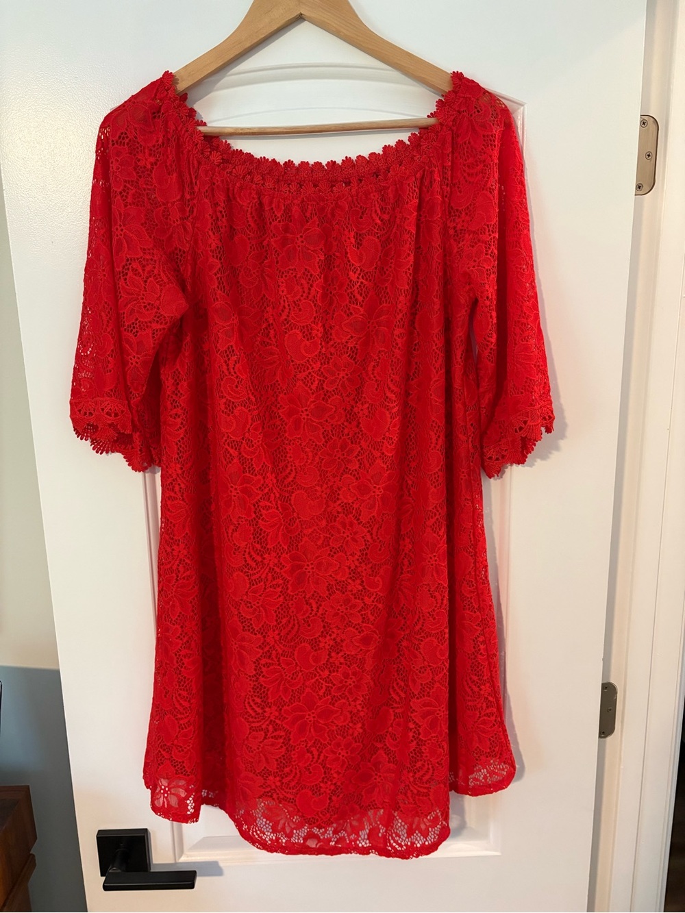 Source Unknown Red Lace Midi Dress